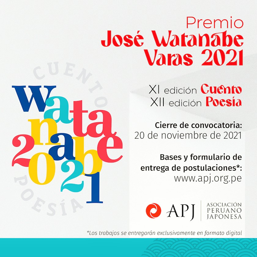 La Asociación Peruano Japonesa abre convocatoria doble del “Premio José Watanabe Varas 2021” en Cuento y Poesía