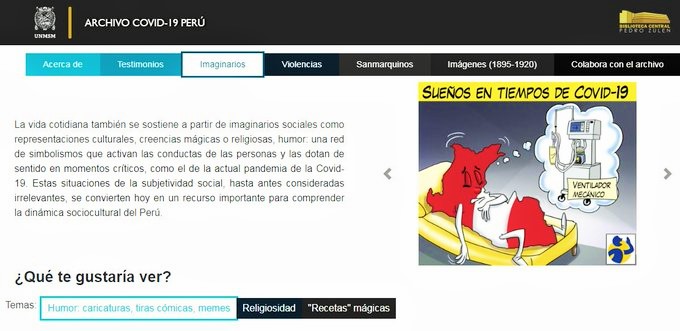 Visita el repositorio digital del Archivo Covid-19 Perú, una iniciativa de la  UNMSM para el registro de la pandemia desde la cotidianidad peruana