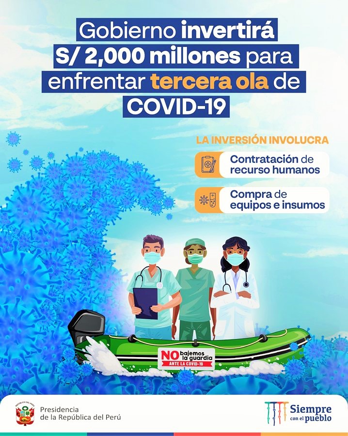 Poder Ejecutivo anuncia inversión de 2,000 millones de soles para enfrentar tercera ola del COVID-19