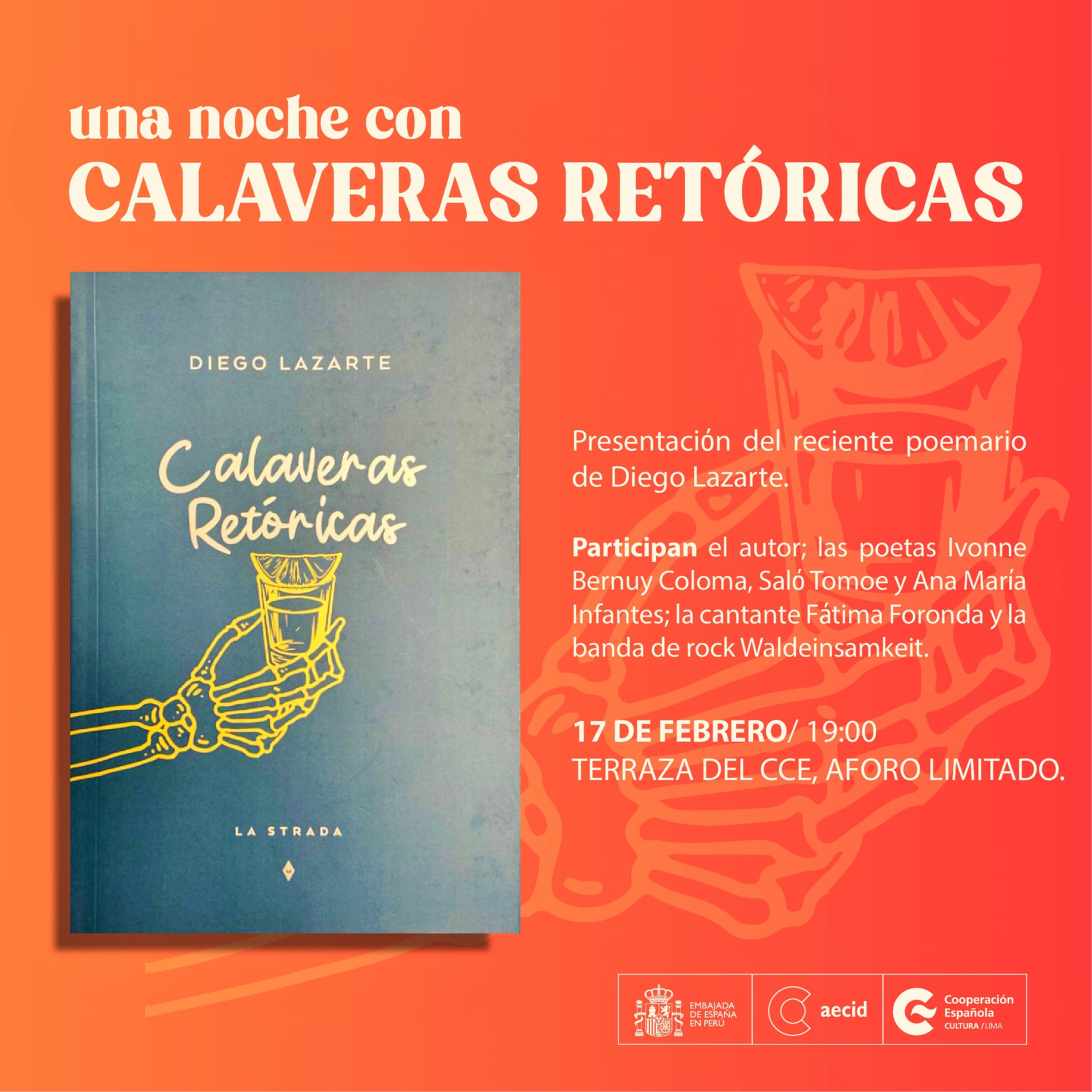 El destacado poeta, guionista y realizador audiovisual Diego Lazarte presenta su más reciente poemario Calaveras retórica