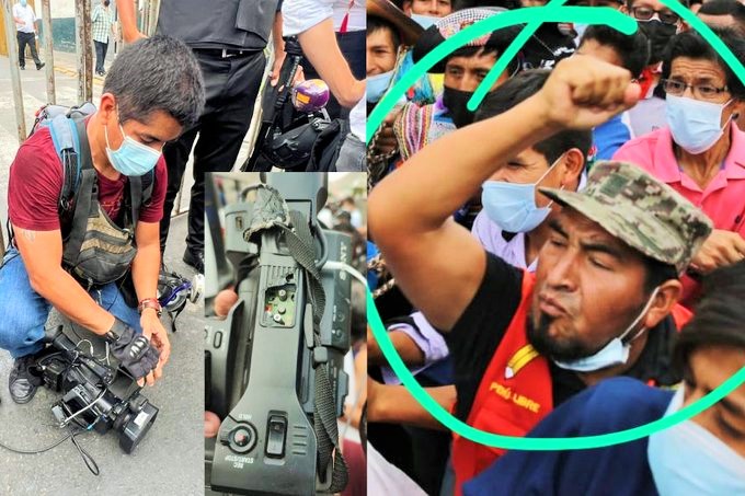 Hordas que apoyan a Pedro Castillo y Perú Libre estacionados afueras del Congreso atacan a periodistas
