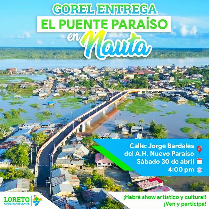En el 192 aniversario de Nauta, Gobierno regional de Loreto inaugurará Puente Paraíso (video)