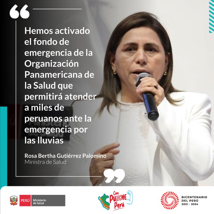 Ministra de Salud, Rosa Gutiérrez, informa que se activó Fondo de Emergencias de la @OPSOMSPeru