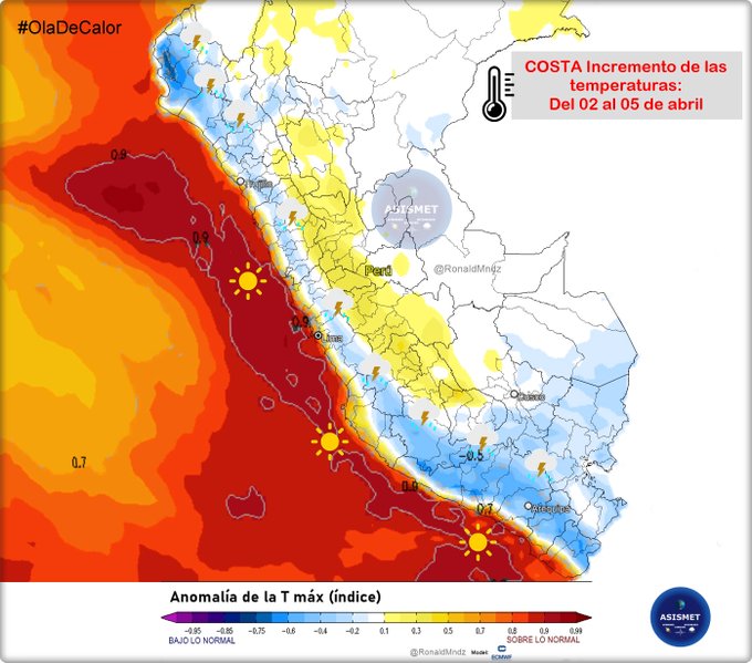 Hasta el 05 de abril continuarán altas temperaturas en la costa peruana
