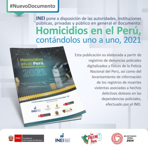 Ponen en circulación la publicación: “Homicidios en el Perú, contándolos uno a uno, 2021