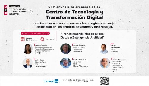 UTP realizará conversatorio sobre transformación de negocios a través de datos e inteligencia artificial con expertos nacionales y extranjeros 🖥️