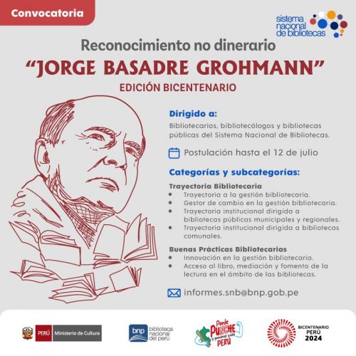 BNP convoca al Reconocimiento no dinerario “Jorge Basadre Grohmann” - Edición Bicentenario  📖