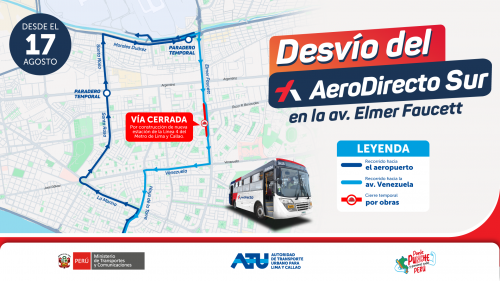 Servicio Aerodirecto Sur y 42 rutas de transporte convencional desviarán su recorrido en el Callao desde el domingo 17 de agosto 🚐