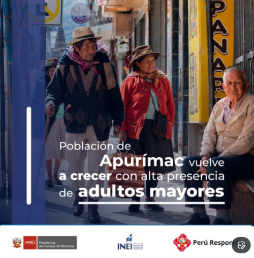 Apurímac tiene 467 mil habitantes y el 15,8% de su población es adulto mayor (60 años a más)🔍